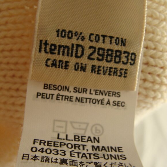 Vintage LL BEAN Buttercream Beige Long Sleeve CABLE Knit THICK SWEATER Sz LARGE - Picture 6 of 8